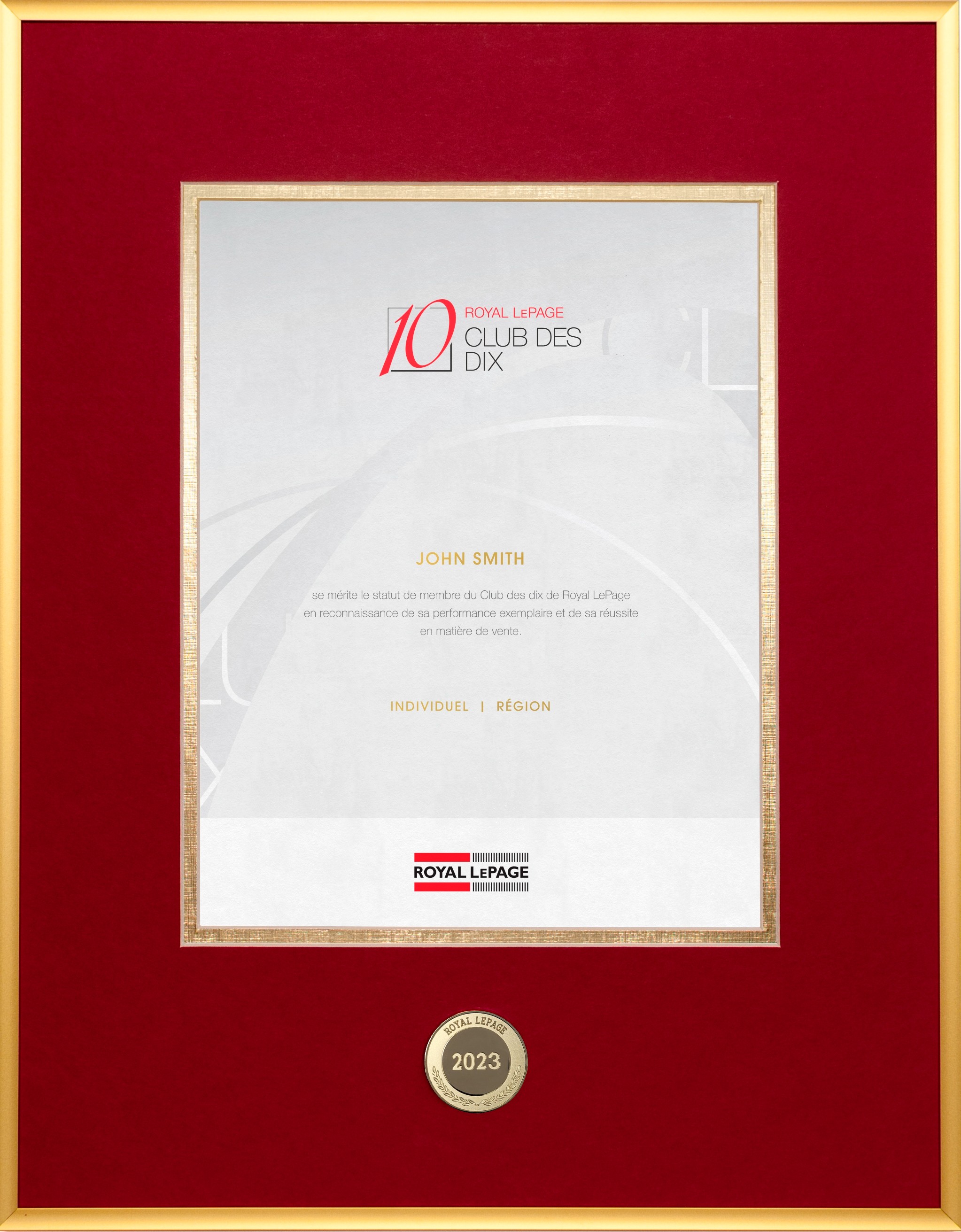 Club des dix MD de Royal LePage MD (Individuel - Provincial)